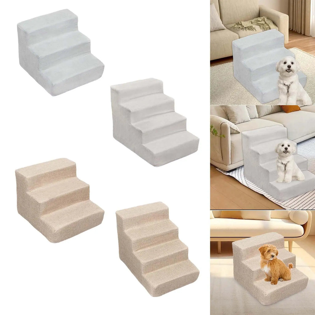 Dog Ramp Stairs Versatile Gentle Slope Shape for Older Dogs, Cats Removable Cover Sturdy Anti Slip High Density Sponge
