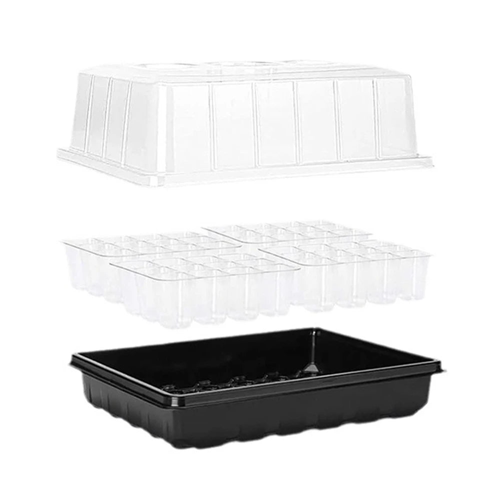 12/24/48 Holes Seed Starter Trays Gardening Seedling Pot Humidity Dome Plant Pot Garden Accessories Hydroponics Growing System