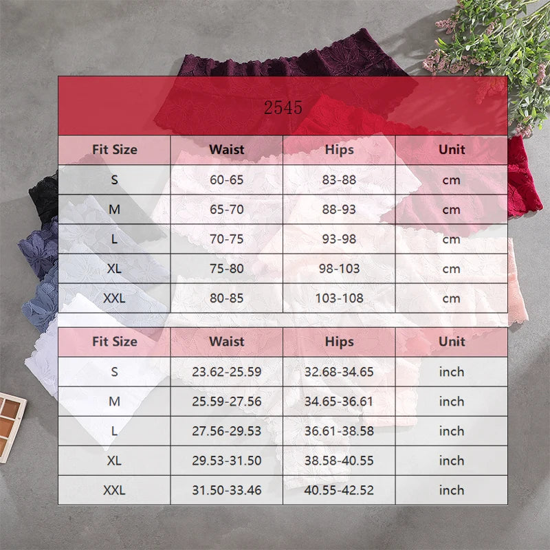 5PCS/SET Women's Floral Lace Panties Sexy Perspective Low Waist Briefs Hollow Comfortable And Breathable Lingerie Sexy Lace New