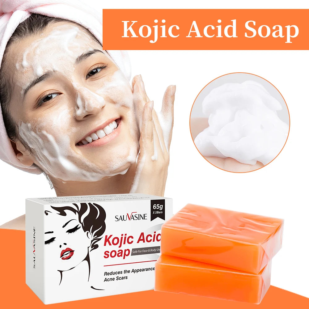 2Pcs Kojic Acid Handmade Soap Natural Mild Deep Cleansing Brightens and Moisturizes Kojic Cleansing Essential Soap Skin Care
