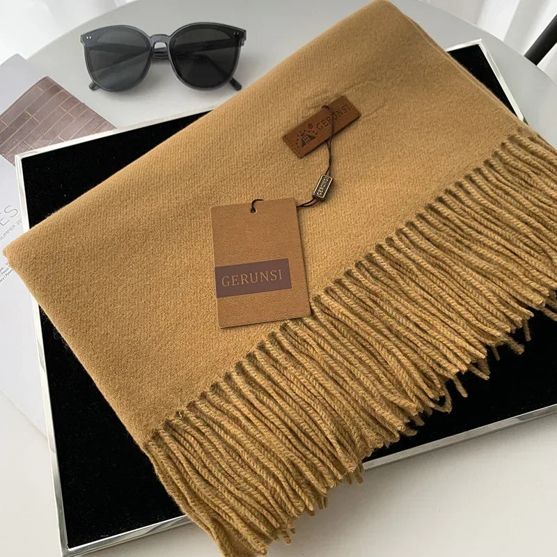 2024 Winter Cashmere Scarf Women Thick Warm Pashmina Shawls Wraps Solid Color Tassel Lady Blanket Echarpe Bufanda Hijab