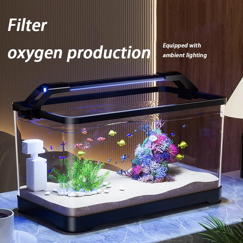 Acrylic Aquariums Small Fish Tank Household Desktop Decoration Fishbowl Transparent Aquarium Fish Breeder Box with Light
