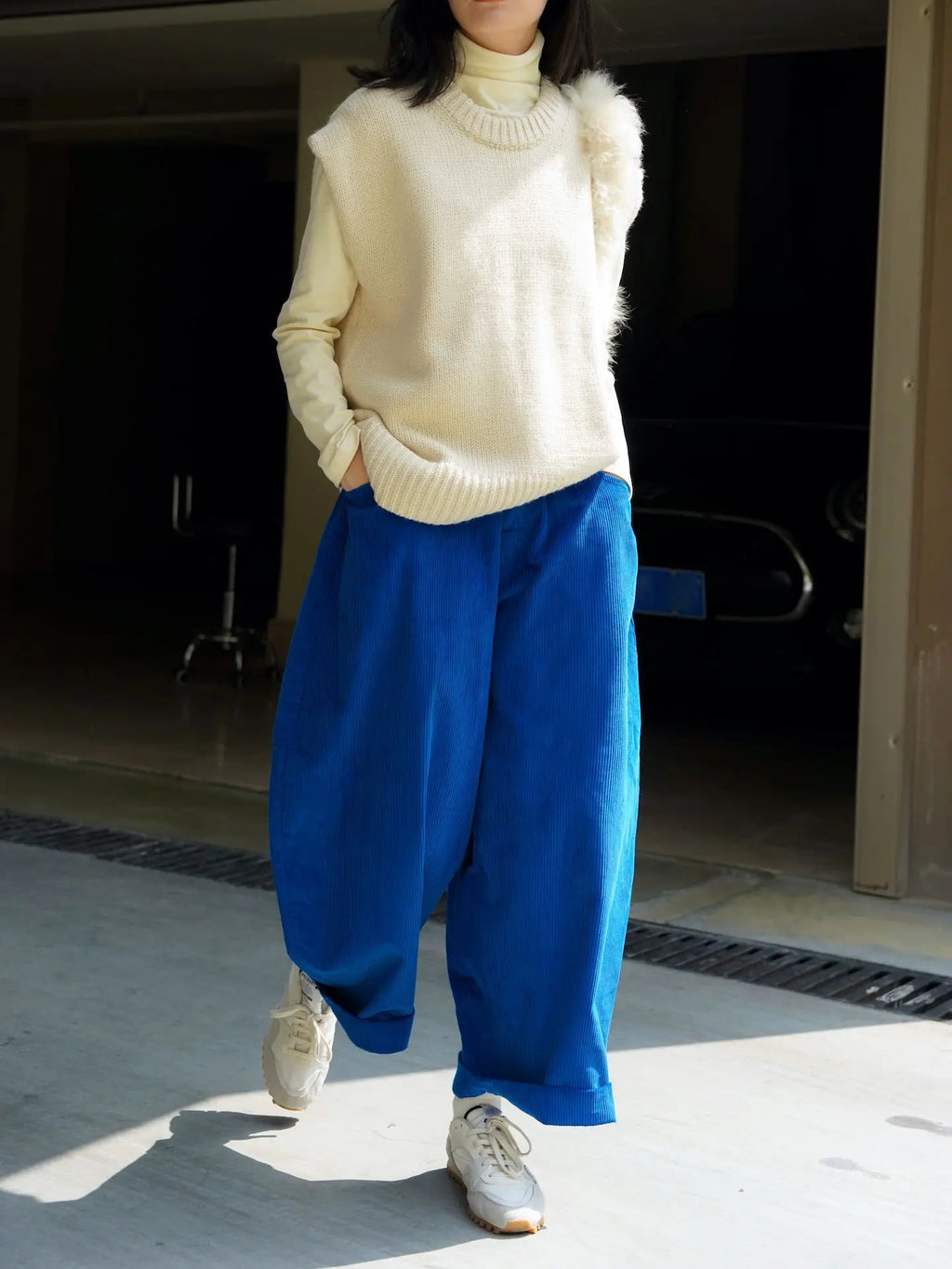 2025 Women Spring Fashion Big Wide Leg Pants Stretch High Waist Corduroy Pants Fashion Clothes 100% Cotton Pants Female Trousers