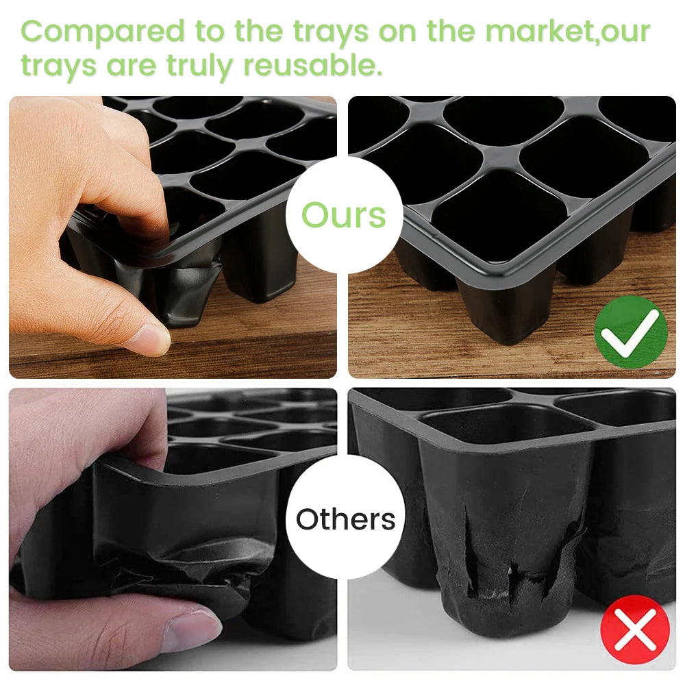 5Pcs Seed Propagator Tray Plastic Seedlings Trays with Transparent Cover Breathable Seedlings Germination Tray for Garden Indoor