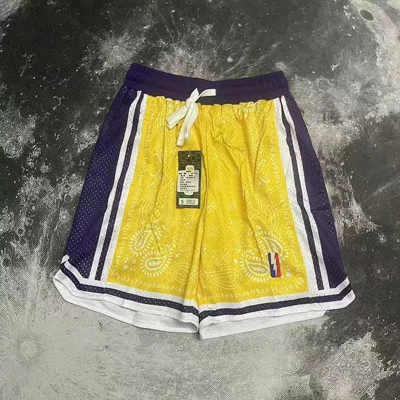 American Retro Embroidered Sports Shorts Men's Loose Casual Simple Personalized Four-point Basketball Pants Male Sportswear