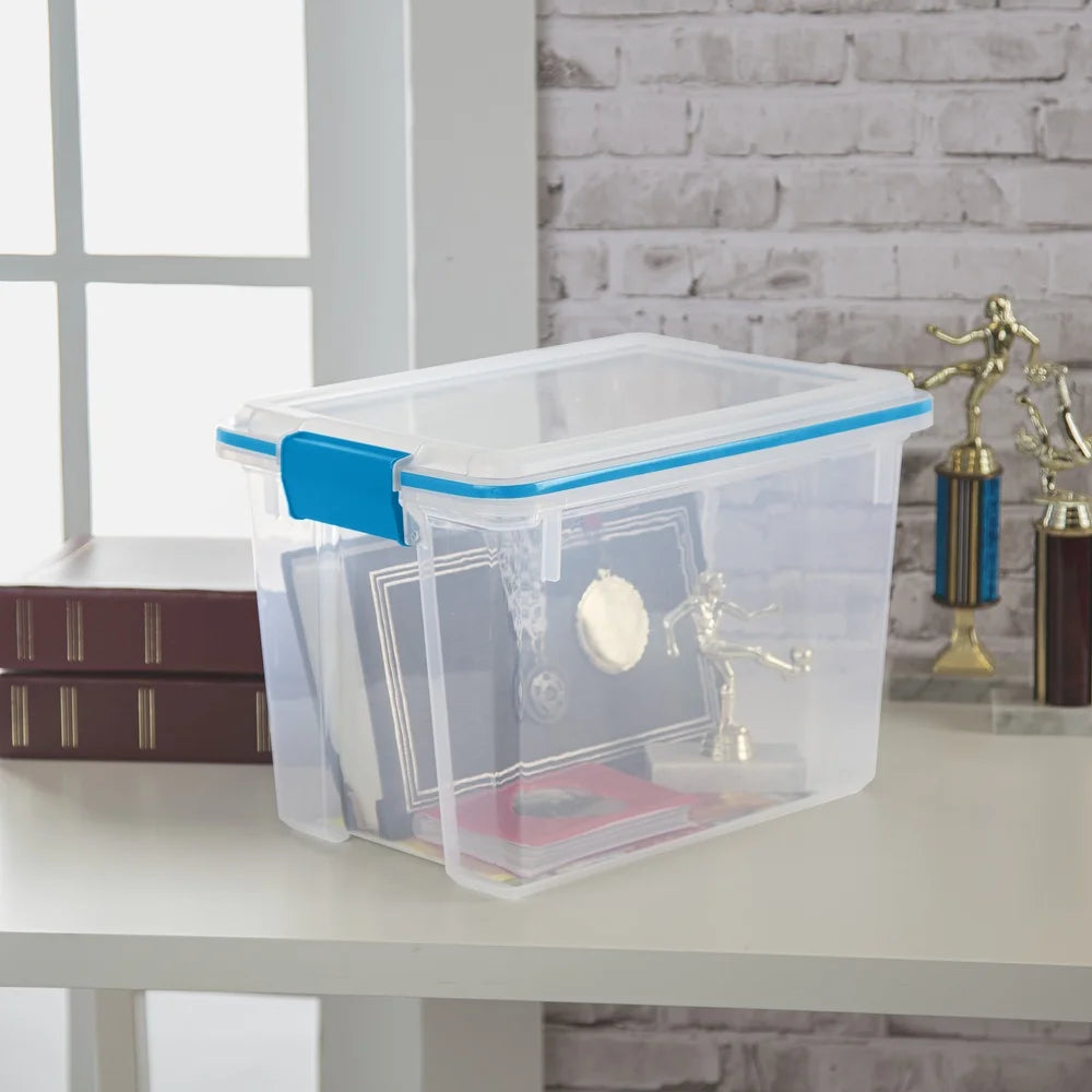 2 Pack Gasket Storage Bin 20 Qt Clear Plastic Container with Lid Moisture Resistant Organizer Stackable Storage Solutions