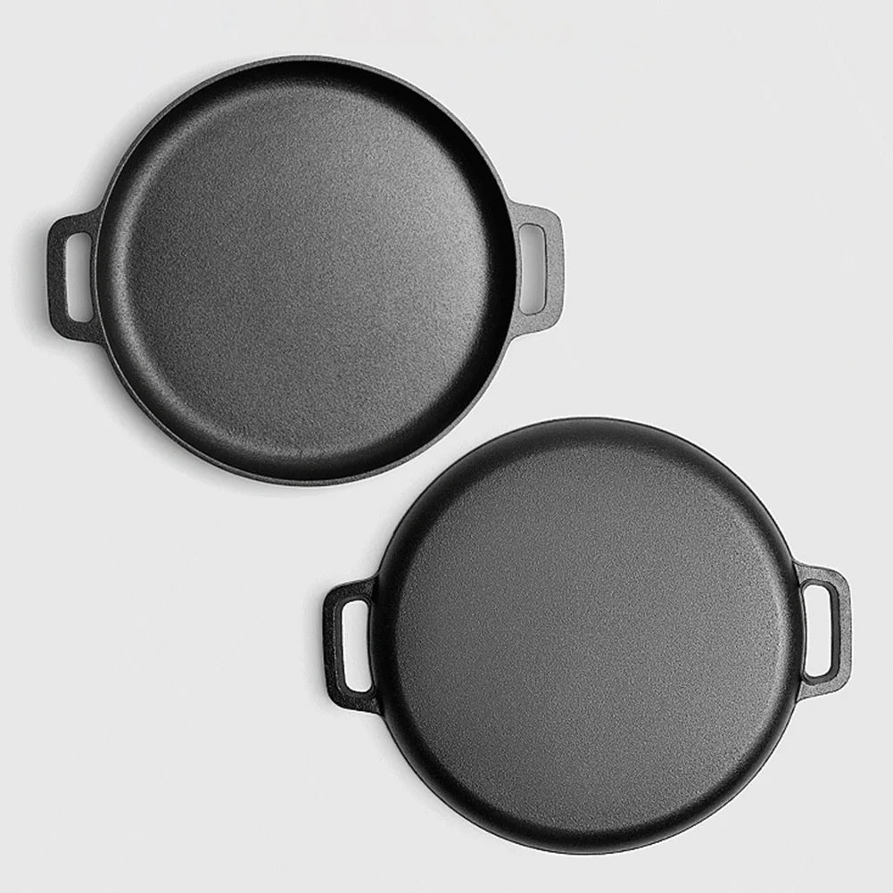 Cast Iron Frying Pan For Home Use Pizza Pancake Fry Pan Non-Stick Round Griddle For Crepes Camping BBQ Grill for Outdoor Cookwar
