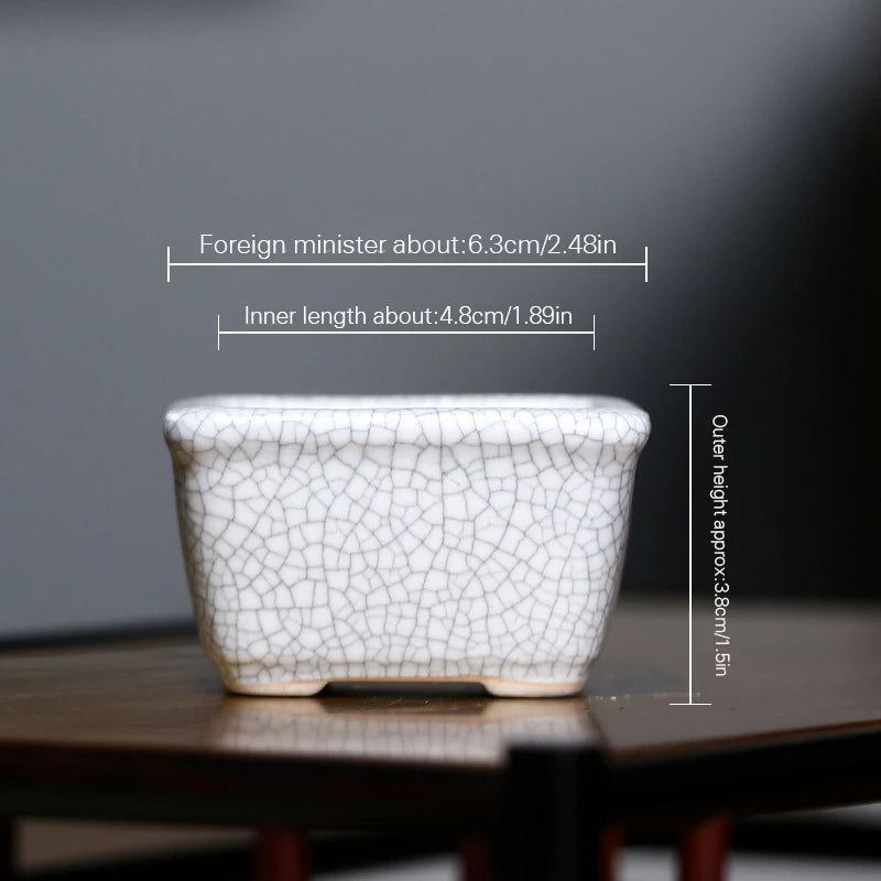 Chinese Purple Clay succulent Flowerpot Glazed Ceramic Bonsai Pot Creative Crack Small Pot Tabletop Potted Hexagonal Flower Pots