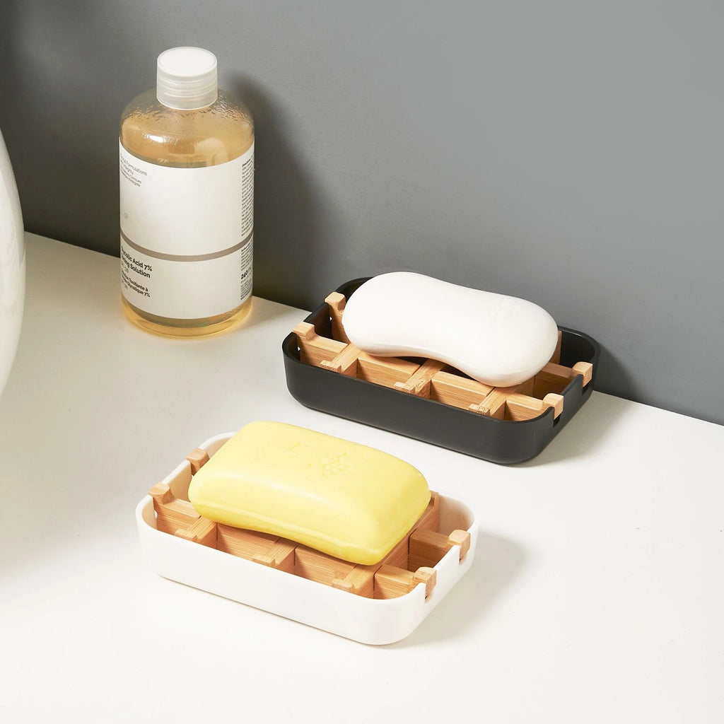 Bamboo Soap Bamboo Eco-friendly Portable Soap Dish with Handcrafted Wooden Holder and Tray for Bathroom Storage Washroom Tools