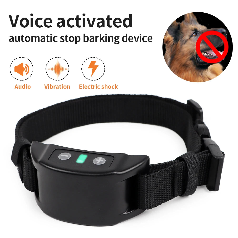 Automatic Bark Stop Device Electric Pet Dog Training Collar Adjustable Ultrasonic Barking Stop Fence Shock Vibration Dog Trainer