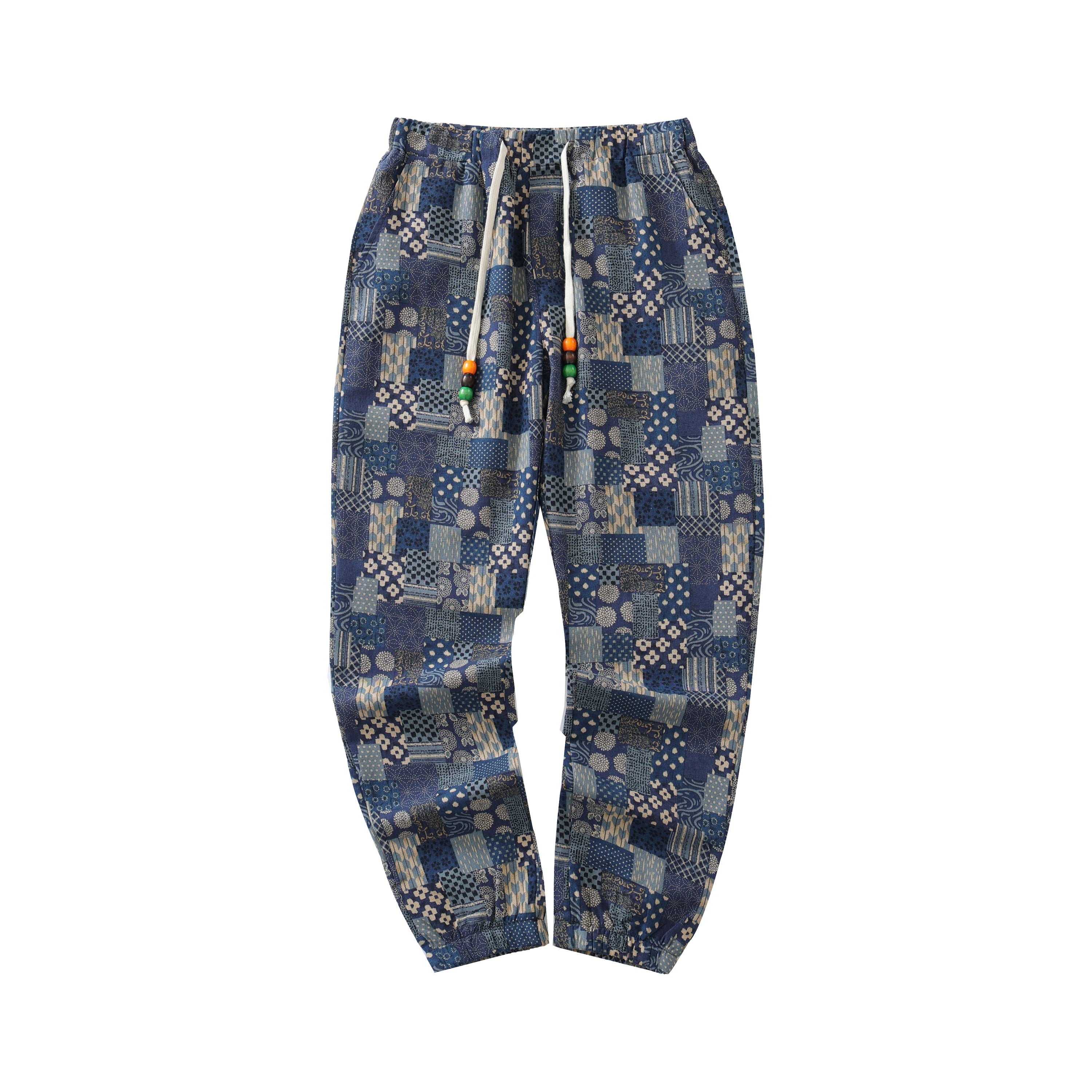 Cotton Blend Men's Casual Drawstring Ethnic Style Graphic Print Breathable LightWeight Pants With Pockets For Outdoor Activities
