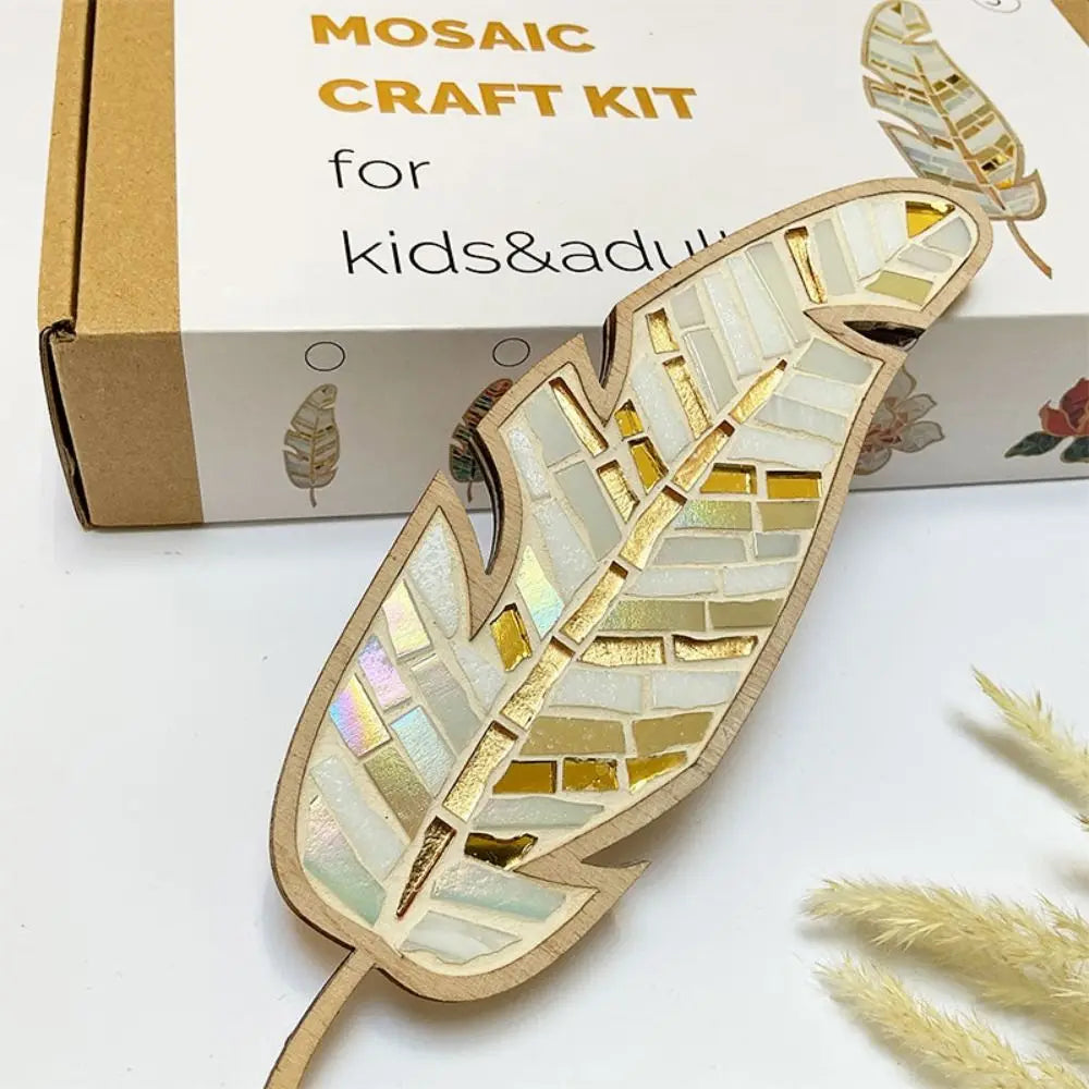 Creative Arts and Crafts DIY Mosaic Kit Stained Glass Wooden Feather Mosaic Kit Bird Bright Feather Mosaic Arts Girlfriend