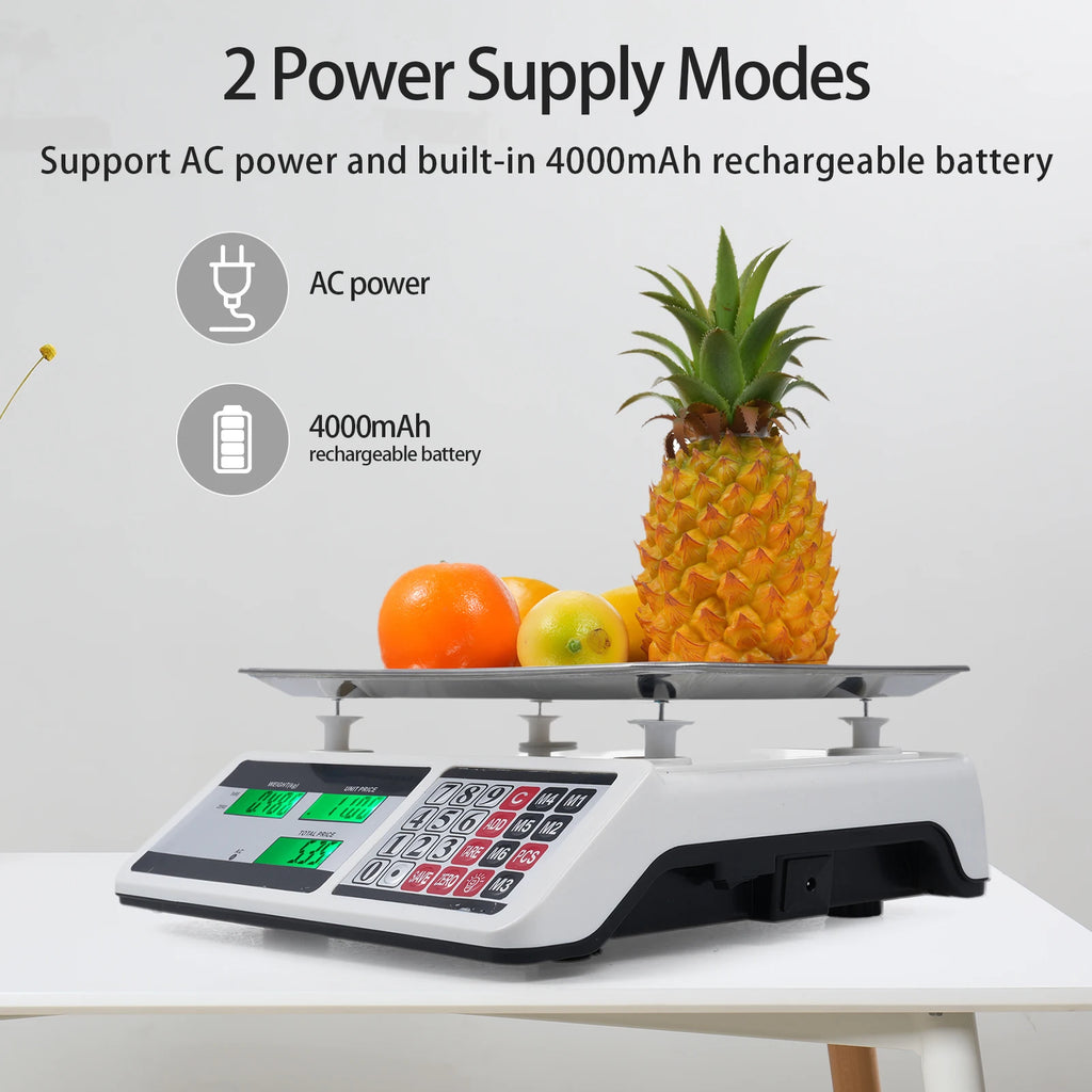 0KG Digital Price Scale Electronic Price Computing Scale with Stainless Steel Large Platform Dual LCD Display Big Button