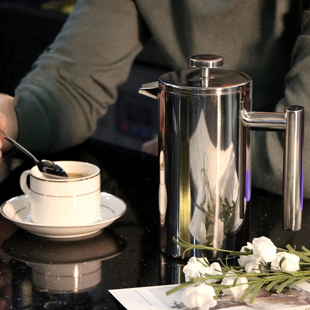 Coffee Maker Stainless Steel Double Walled Insulated Coffee   Maker Pot 350ml/800ml/1000ml French Press