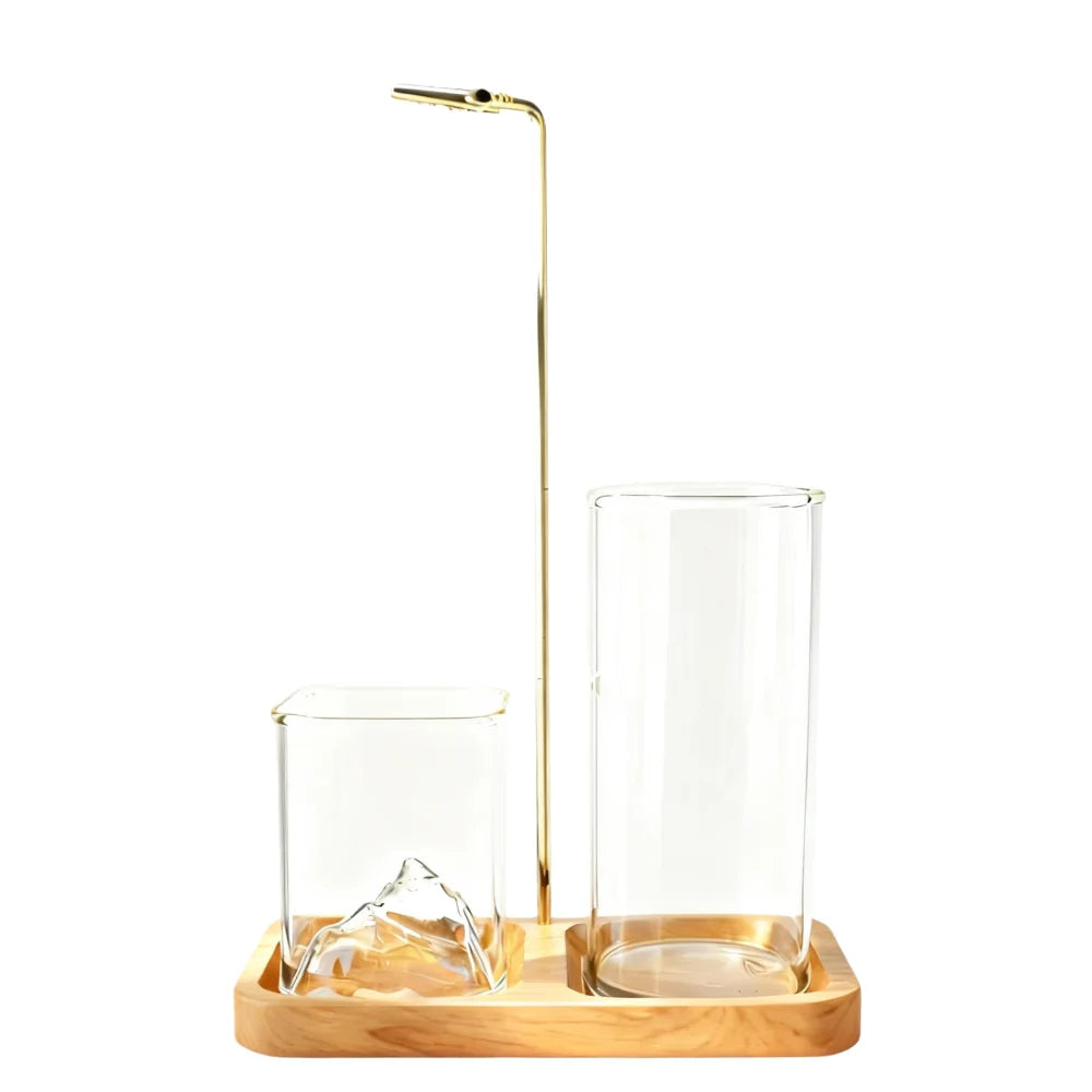 2 in 1 Fragrance Rack Anti-ash Aromatherapy Stove, Removable 3D Volcanic Glass Ash Tray with Walnut Base (suitable for Incense)