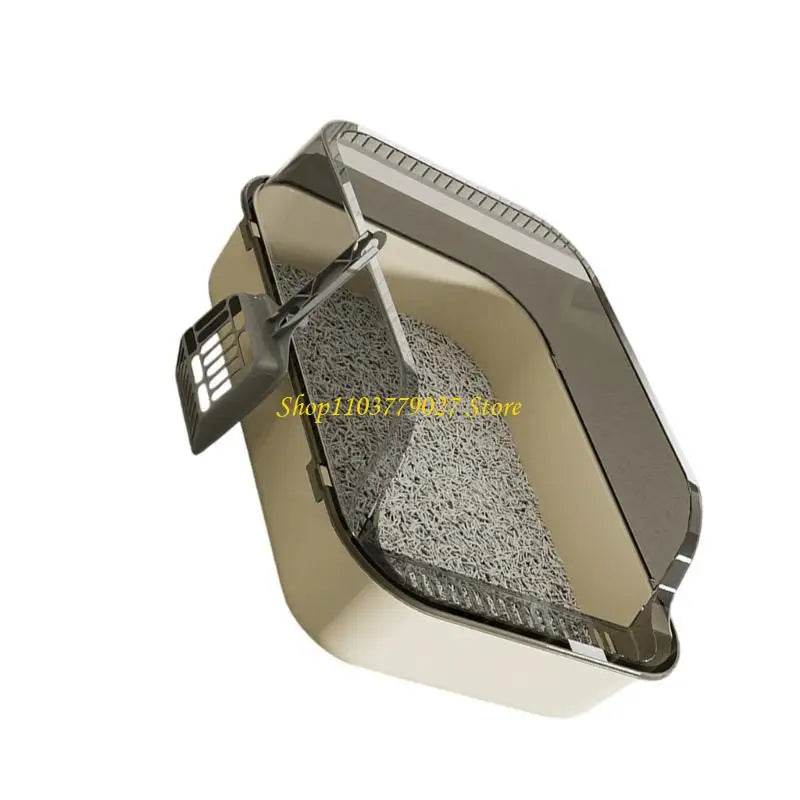 C4DF Semi Covered Pet Toilet Easy to Clean Plastic Litter Tray for Home Use