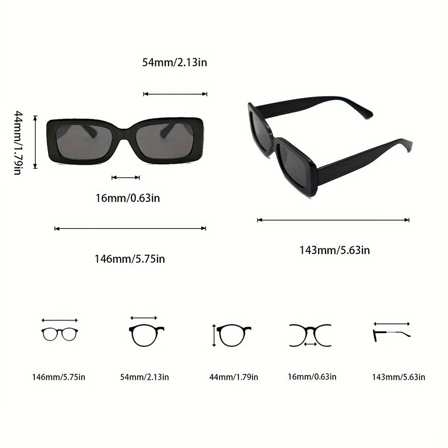 2 Pairs Unisex Trendy Square Sunglasses, Fashion Decorative Glasses For Daily Wear