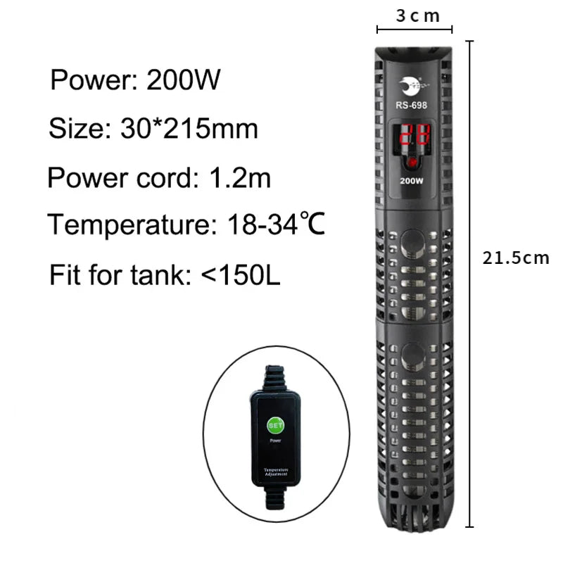 Aquarium Submersible Heater Fish Tank Water Heating Rod Constant Aquarium Thermostat Temperature Control 220-240V 50-500w