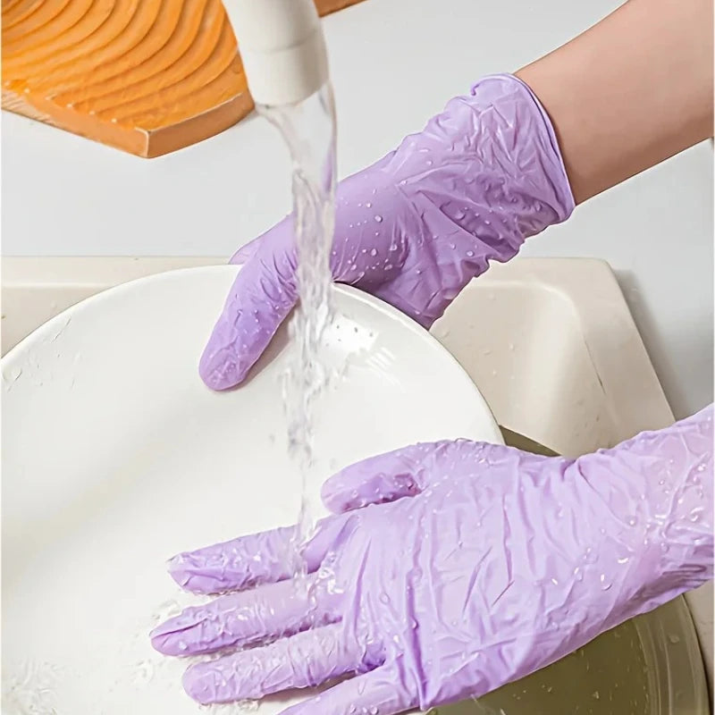 10-100PCS Disposable Light Purple Nitrile Gloves Latex Free Waterproof For Cleaning Hairdressing Dishwashing Tattoo Gloves