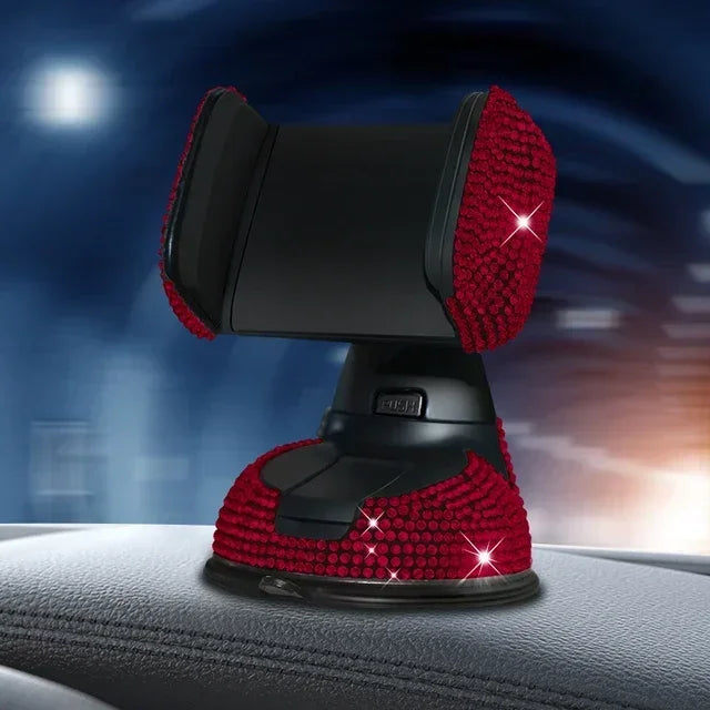 Crystal Rhinestones 360 Degree Car Phone Holder for Car Dashboard Auto Windows and Air Vent Universal Car Mobile Phone Holder