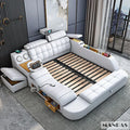 D MANBAS Tech Smart Genuine Leather Bed | Multifunctional Ultimate Beds | Massage Tatami Bed With Projecter | Upholstered Cama