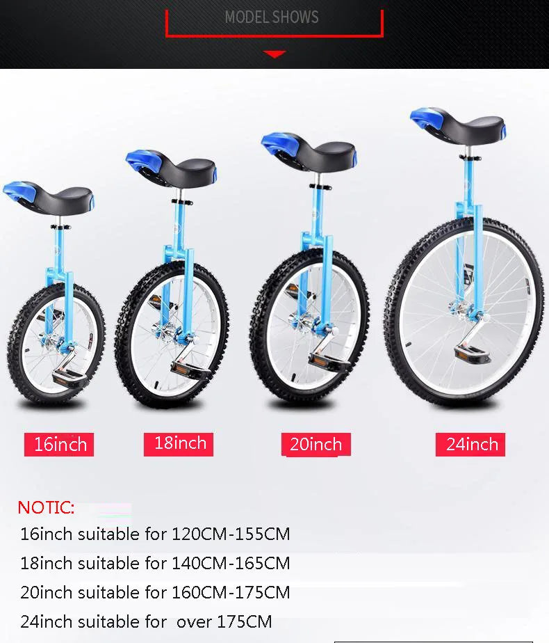24'' Unicycle Monocycle Men Children Adult Balance Bike Funny Acrobatics Single-Wheel Lock Wheelbarrow