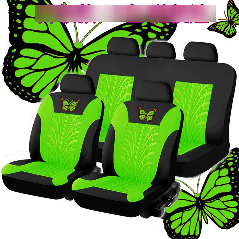 Car Seat Cover Full Set, Universal Butterfly Pattern Embroidery Auto Seat Cover Set