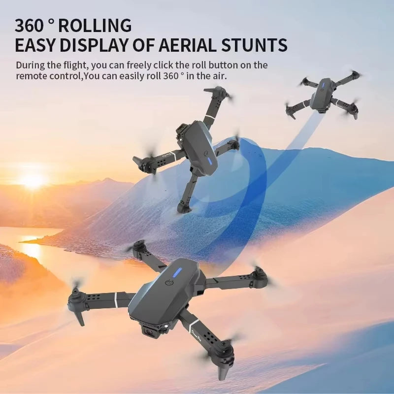 Drones Toys Gifts 8K HD Dual Camera 2026 E88 Plus Mini Foldable GPS Brushless Motor Obstacle Avoidance RC Quadcopter LED For IOS
