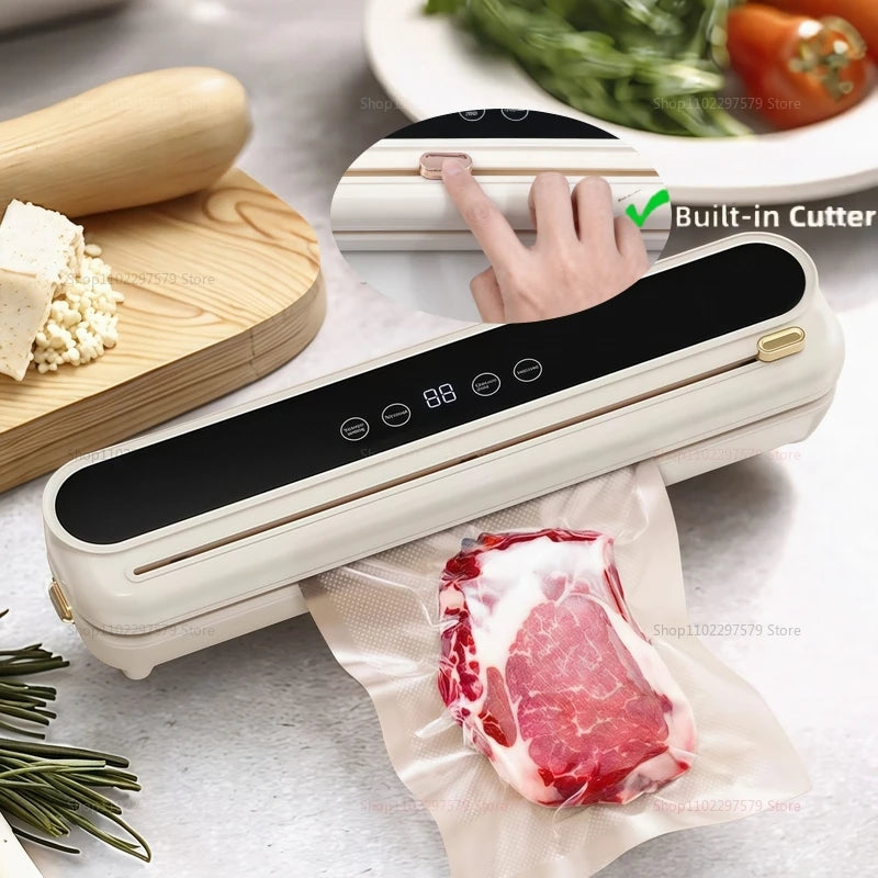 Electric Vacuum Sealer Built-in Cutter Kitchen Food Storage Seal Touch Button Dry/Wet Food Sealing Packaging Vacuum Machine