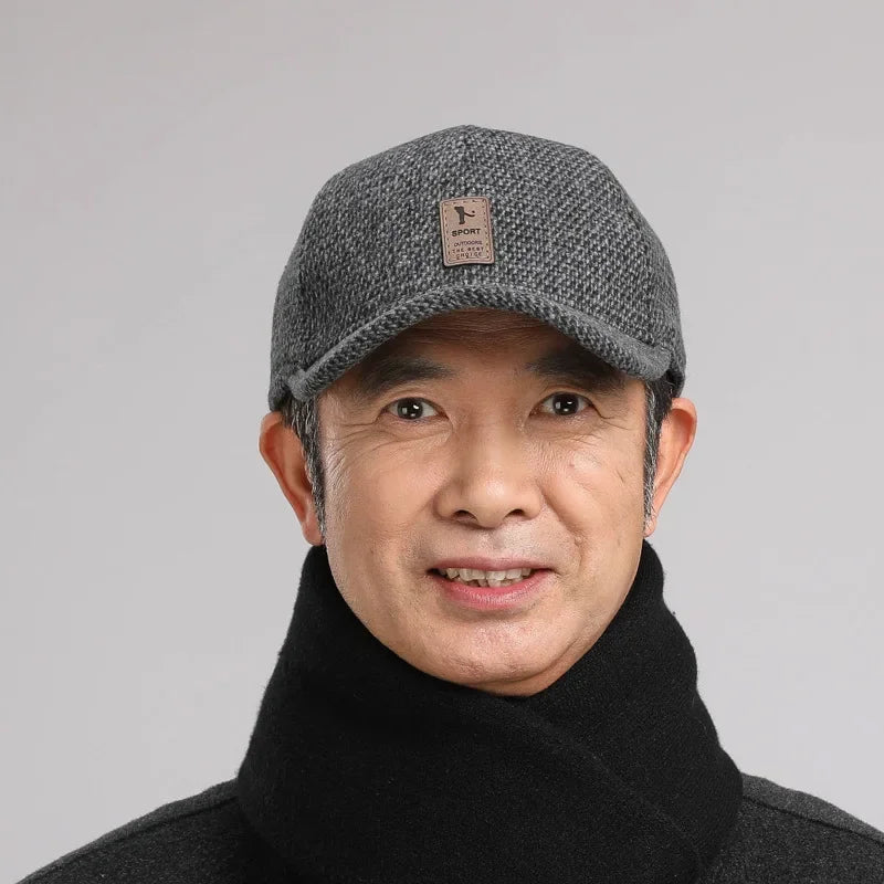 Baseball Cap Autumn Woolen Knitted Designer Men's Winter Cap Thicken Warm Hats with Earflaps Men's Brand Hats Dad Trucker Hats