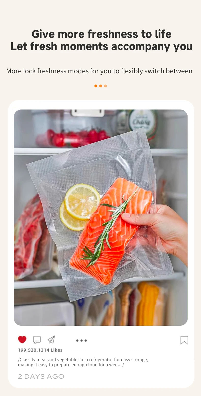 Electric Vacuum Sealer Built-in Cutter Kitchen Food Storage Seal Touch Button Dry/Wet Food Sealing Packaging Vacuum Machine