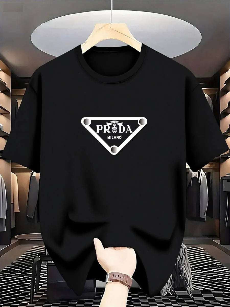 2026 New  men's Milan fashion trend international brand printed T-shirt, pure cotton round neck, casual urban luxury high-endY2K