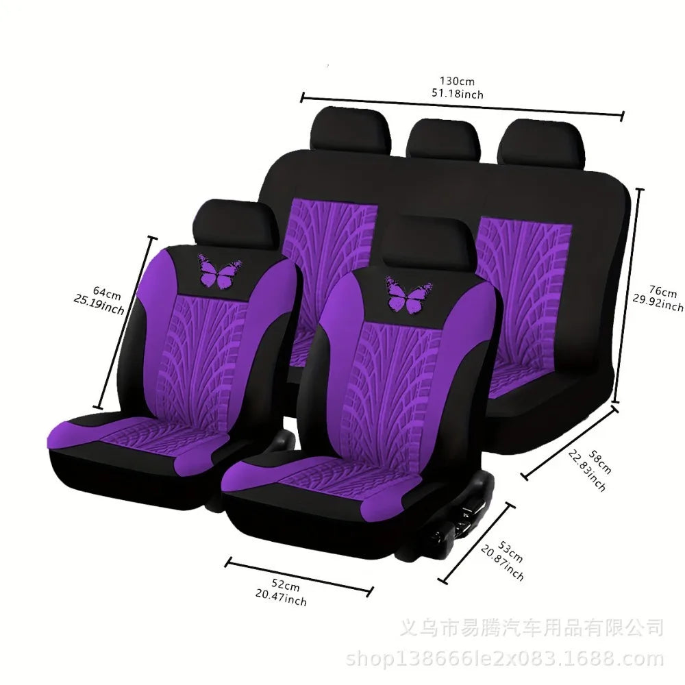Butterfly Craft Car Seat Covers All-Season Universal Fit Special Embossed Fabric Cushions