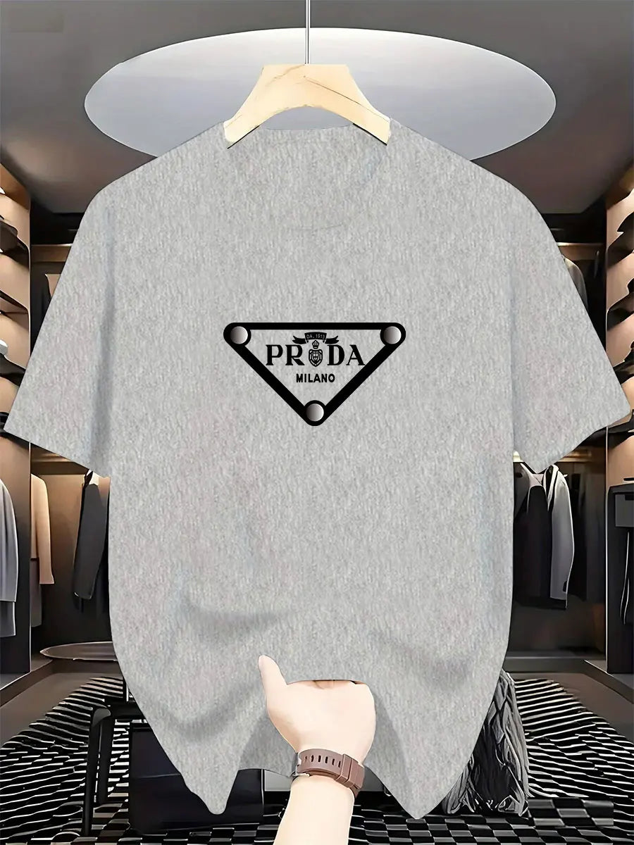 2026 New  men's Milan fashion trend international brand printed T-shirt, pure cotton round neck, casual urban luxury high-endY2K