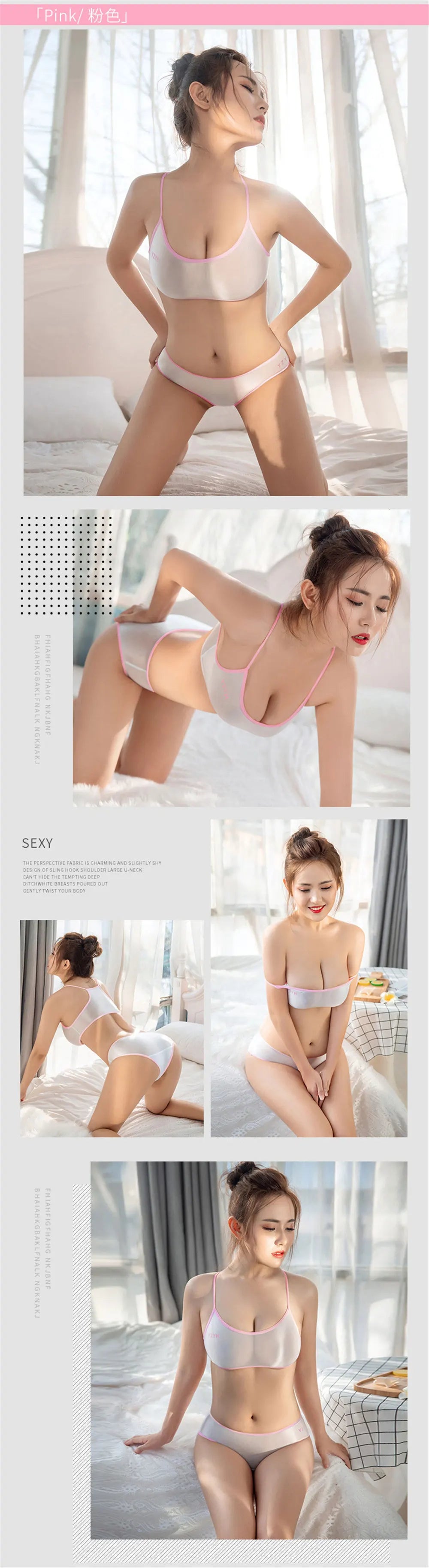 Bikini Set Backless See Through Swim Suit Two Piece Low Waist Navel Show Sexy Lingerie Bikini Nightclub Party Pole Dance Costume