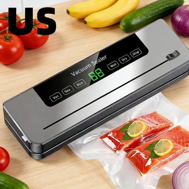 Electric Vacuum Sealer Dry/Wet Food Sealed Packaging Kitchen Food Storage Seal Built-in Cutter Knife Vacuum Sealer Machine