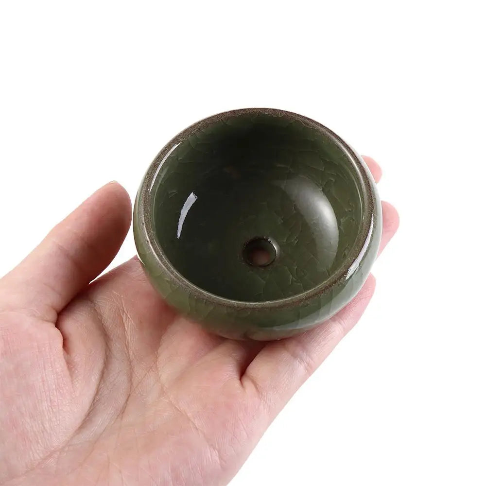 Durable Breathable Ice-Crack Glaze Ceramic Flowerpots Thickened Perforated Succulent Flowerpot Mini Cute Plants Planter Office
