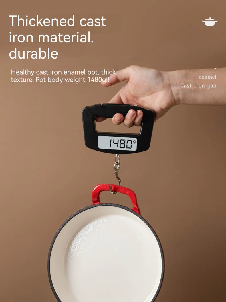 Enameled Cast Iron Frying Pan 20cm Dual Loop Handle Skillet Non Stick Grill Pan For Fried Steak For Oven Stovetop Induction