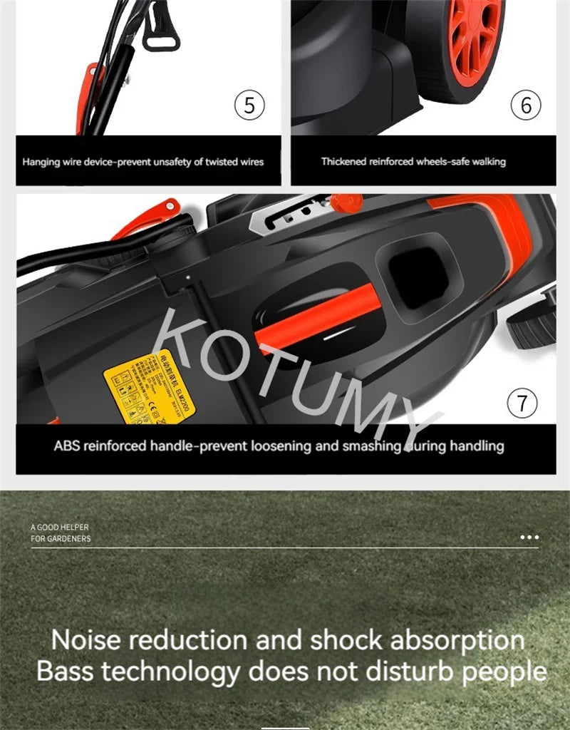 1500W/1800W/2200W Grass Trimmer For Garden Courtyard Hand Propelled Electric Lawn Mower Household Weeding Machine