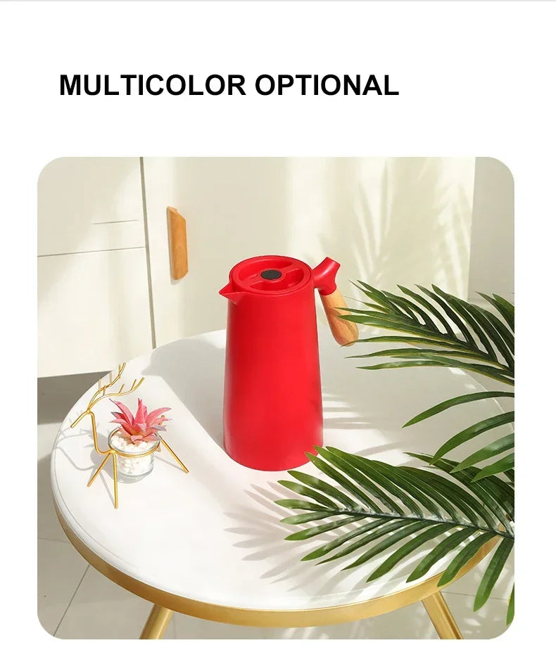 1L European Style Insulated Kettle Household Hot Water Bottle Insulated Bottle Wooden Handle Large Capacity Warm Water Kettle