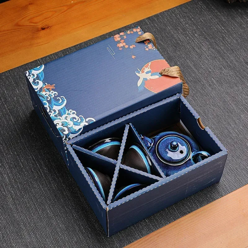Classical Design Teapot Sets Gift Bag Drinkware Tea Sets Hand Painting Country Ceramic Chinese Tea Set Cup And Tea Pot Set NONE