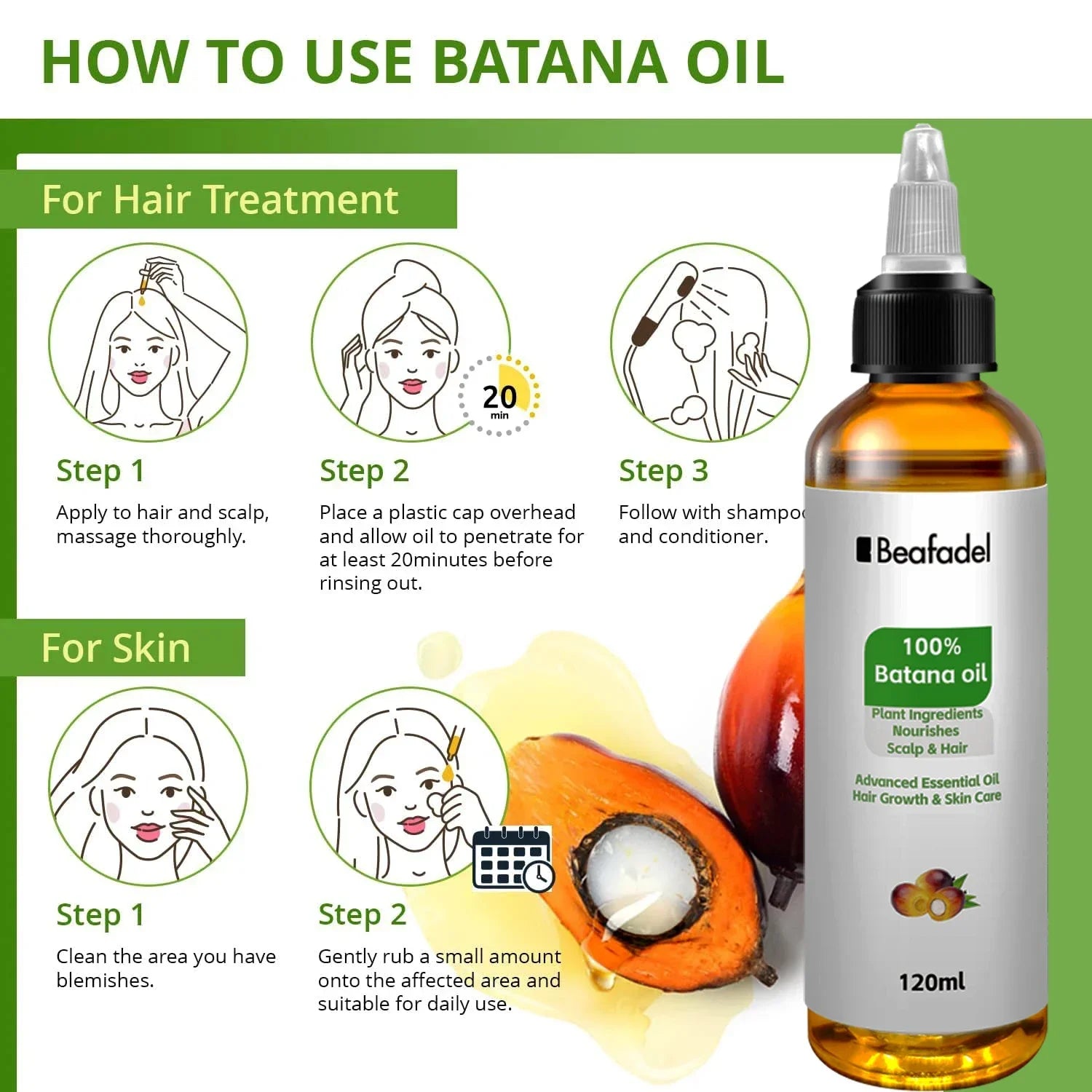 Batana Oil Hair Growth for Men Women Fast Growing Products Essential Oils Ginger Anti Hair Loss Scalp Treatment Hair Care 120ml