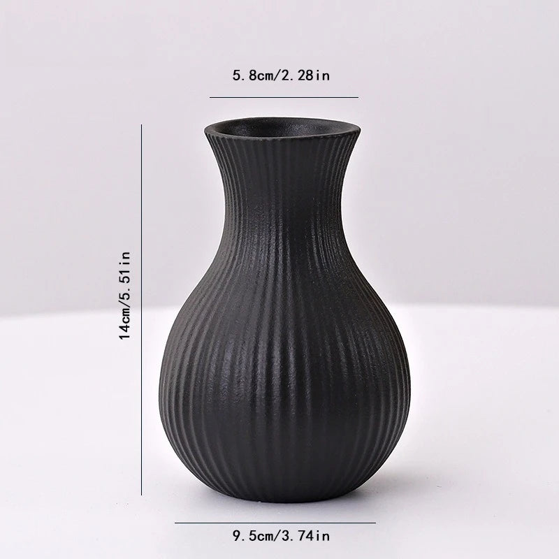 1PC Black Ceramic Vase Flower Ceramic  for Flowers Small Vase for Office and Living Room Home Decoration Ceramic Vase jarrones