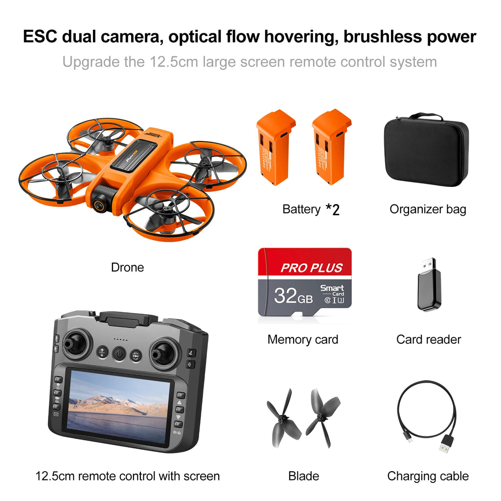 Drone with Camera 4K HD Video Stable Hover 180° Adjustable Lens 3D Flip RC Drones FPV Brushless Optical Flow Quadcopter UAV