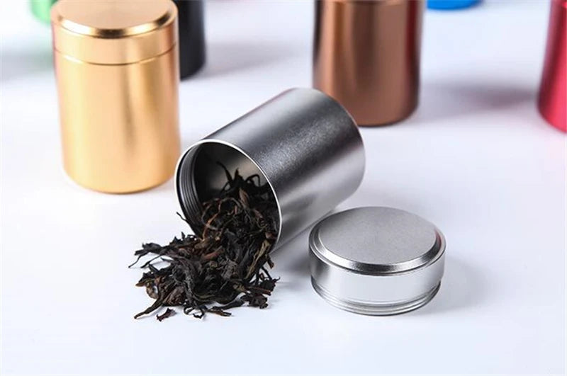 60ML Solid Color Airtight Smell Proof Container Aluminum Alloy Herb Stash Metal Sealed Can Tea Jar Storage Boxes