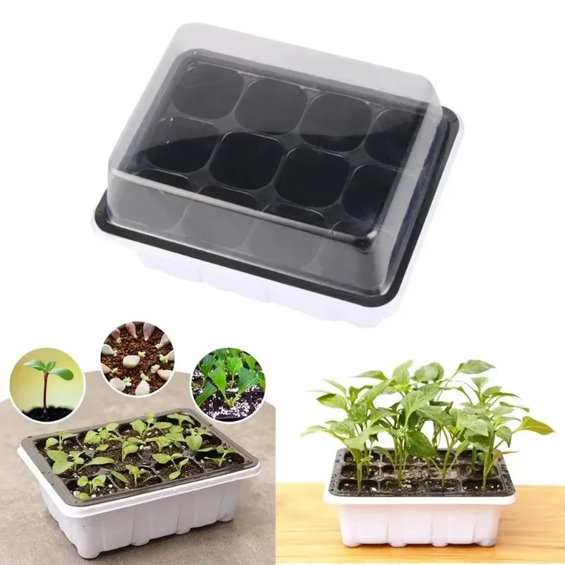 12Holes Seedling Trays Seed Starter Tray Plastic Nursery Pots With Breathable Hole Planting Seed Growing Starting Seedling Tray