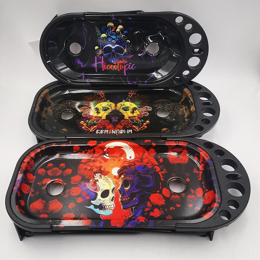 9 x 4 inch Foldable Rolling Tray Set with Loader Filler Brush King Size Fold Rolling Tray Machine Stand Tools