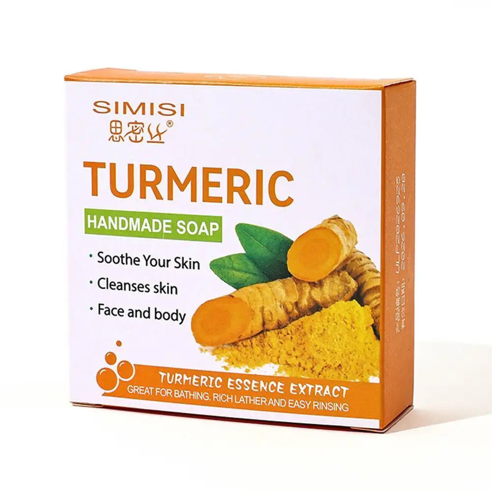 1/2PCS Natural Turmeric Soap Bar for Face & Body, Turmeric Skin Brightening Soap for Dark Spots, Even Tone Exfoliating Face Wash