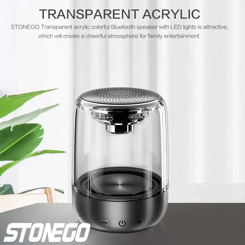 Colorful Portable Bluetooth Speaker Wireless Stereo TWS Transparent Crystal LED Music Player with TF Card