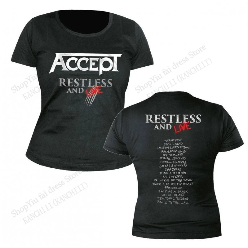 2026 New Rock Accept Band 3D Print T-shirt Men Women Fashion Oversized Short Sleeve Tshirt Kids Hip Hop Tops Tees Mens Clothing